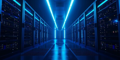 Server racks in server room data center