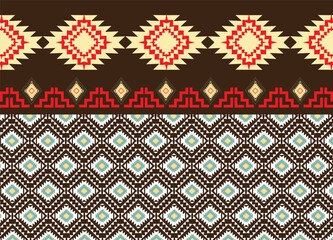 Wall Mural - Ethnic tribal fabric textile traditional seamless pattern abstract geometric background vector