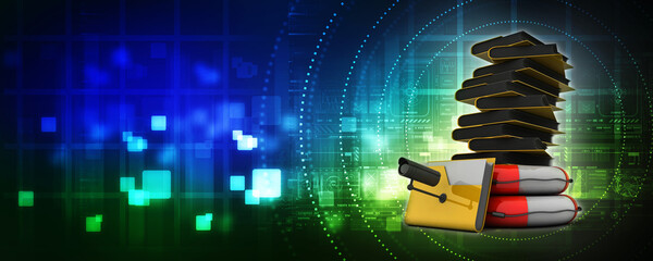 Poster - 3d rendering folder with cctv camera in lifebelt