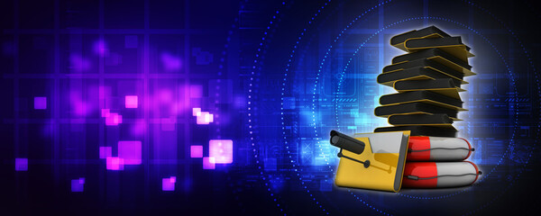 Poster - 3d rendering folder with cctv camera in lifebelt