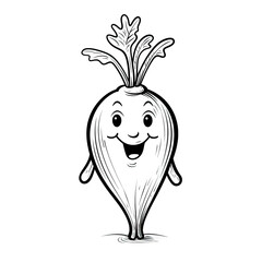 Wall Mural - Coloring sheet with single happy smiling carrot