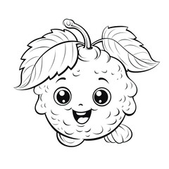 Sticker - LIne art coloring sheet of fruits character