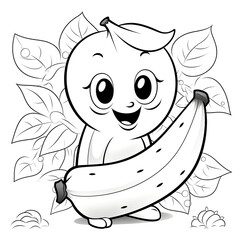 Sticker - Cute banana character coloring sheet for children