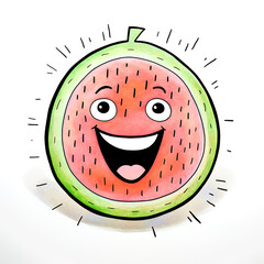 Sticker - A happy watermelon cartoon character drawing sheet