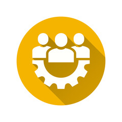 Sticker - Team building flat icon with long shadow for graphic and web design.