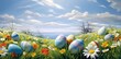 © EnelEva - A green field with easter eggs and flowers