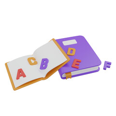 Poster - 3D Learning Book Model Effective Study and Skill Acquisition. 3d illustration, 3d element, 3d rendering. 3d visualization isolated on a transparent background