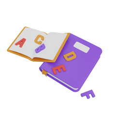 Poster - 3D Learning Book Model Effective Study and Skill Acquisition. 3d illustration, 3d element, 3d rendering. 3d visualization isolated on a transparent background