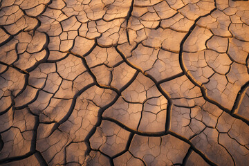 Wall Mural - Close-up of a cracked ground, Generative AI