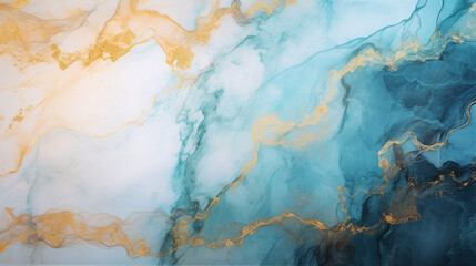 Wall Mural - Blue and gold marble texture, blue and gold marble wallpaper, Generative AI