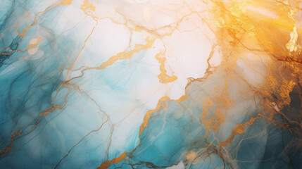 Wall Mural - Blue and gold marble texture, blue and gold marble wallpaper, Generative AI