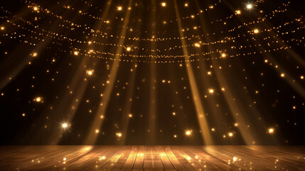 Wall Mural - a background image of a stage lit up with spotlights and stars, generative ai