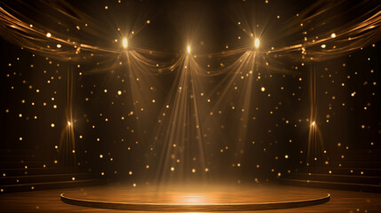 Wall Mural - a background image of a stage lit up with spotlights and stars, generative ai