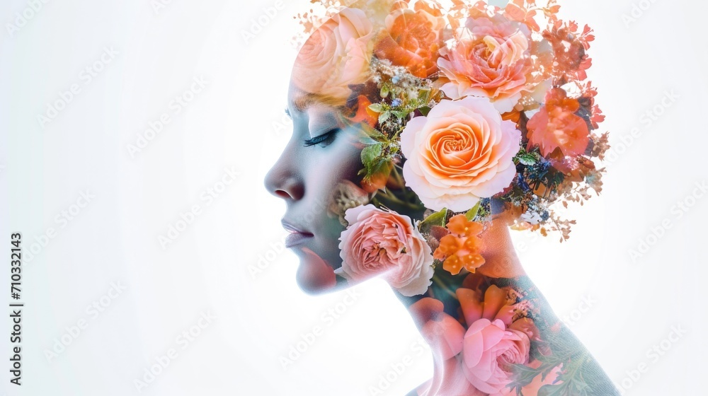 beauty of flowers and devotion with a double exposure design blending ...