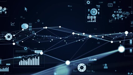 Aufkleber - Communication network and statistics data concept.