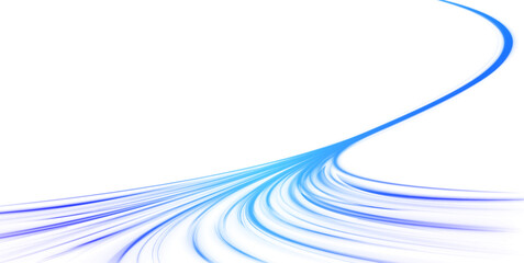 Poster - Blue wave curved lines for presentations, illustration of articles and publications on technological trends and innovations, covers of technological magazines. Light arc in blue colors.	