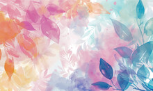 Watercolor Abstract Colorful Background With Leaves 