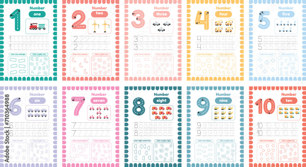 Learning cards with numbers for kids education. Learn numbers from one ...