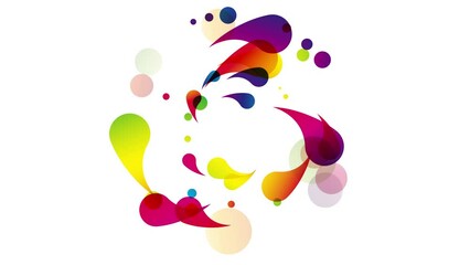 Canvas Print - animated color splash and bubbles in abstract shape