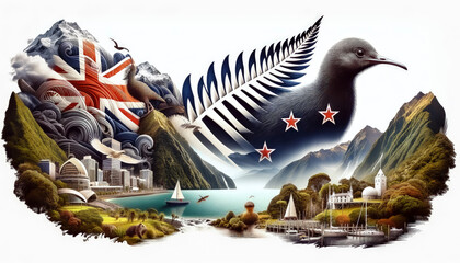 Kiwi Bird Painting With New Zealand Flag