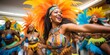 A group of Brazilian samba dancers in carnaval