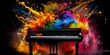 musical instruments a black piano explodes with color