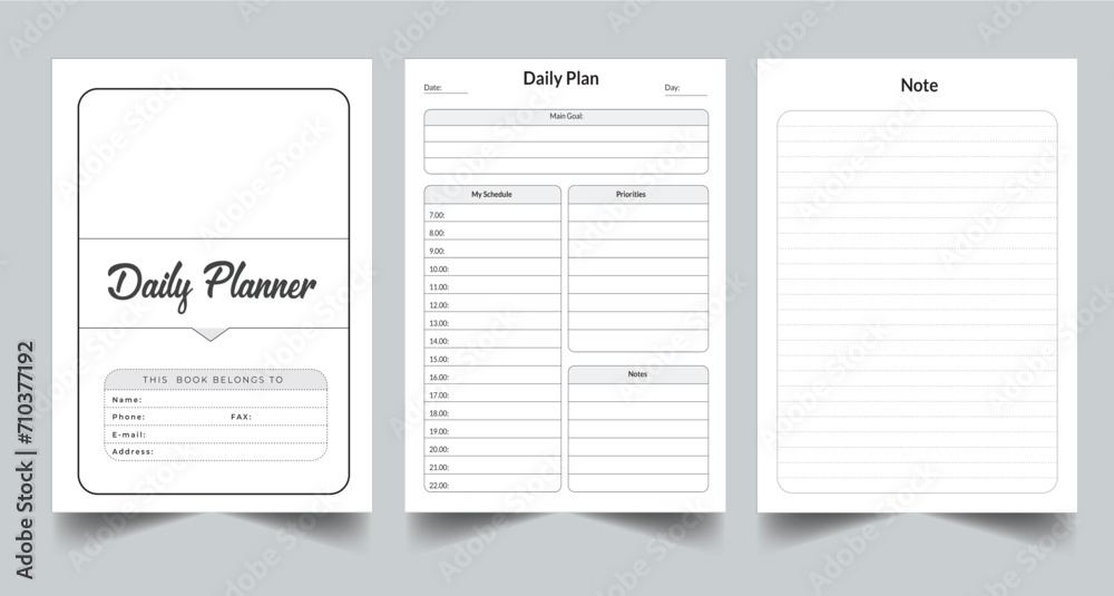 Editable Daily Planner Kdp Interior printable template Design. Stock ...