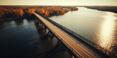 Poster - Bridge Over River Drone View