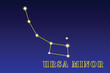 Constellation Ursa Minor. Illustration of the constellation Ursa Minor. The near-polar constellation of the Northern Hemisphere of the sky. It occupies an area of ​ ​ 255.9 square degrees in the sky a