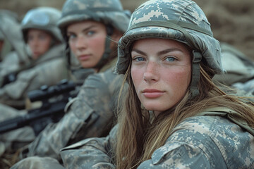 Close-up view on woman soldier