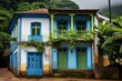 Historic colonial house in Paraty, Rio de Janeiro, Brazil. Generative AI