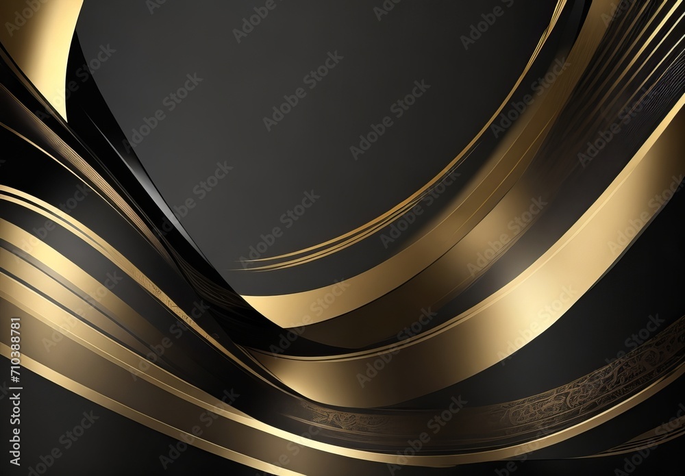 Luxury abstract background with golden lines on dark, modern black ...