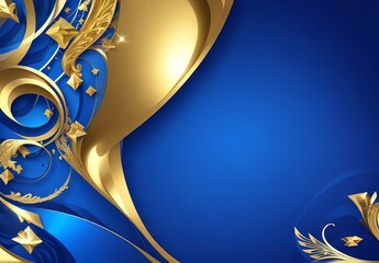 Poster - Dark blue purple and gold luxury line overlap layered abstract background, with lighting effect and sparkle with copy space for text
