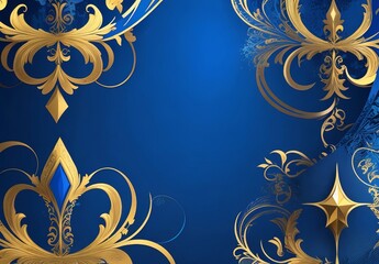 Poster - Dark blue purple and gold luxury line overlap layered abstract background, with lighting effect and sparkle with copy space for text

