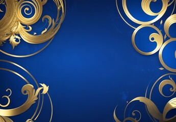 Poster - Dark blue purple and gold luxury line overlap layered abstract background, with lighting effect and sparkle with copy space for text
