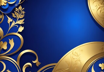 Poster - Dark blue purple and gold luxury line overlap layered abstract background, with lighting effect and sparkle with copy space for text
