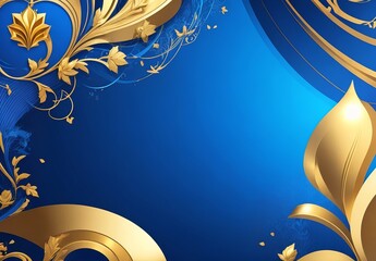 Poster - Dark blue purple and gold luxury line overlap layered abstract background, with lighting effect and sparkle with copy space for text
