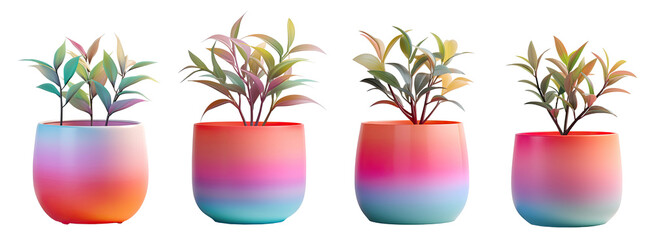 Wall Mural - collection of ornamental plants on beautiful pink  pot, minimalistic plant decor.	
