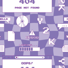 Aufkleber - Seamless pattern in 2000s style with old computer UI elements. Template for card, fabric, textile, wallpaper, paper, packaging