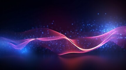Poster - Vibrant abstract wave digital background with big data network connection technology - futuristic science concept