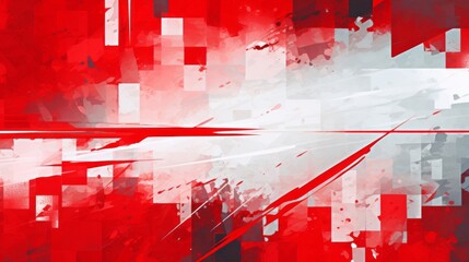 Wall Mural - vibrant red and white geometric abstract background – contemporary design art for creative projects