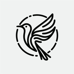 Wall Mural - bird line icon logo vector design, modern logo pictogram design of sparrow or finch bird