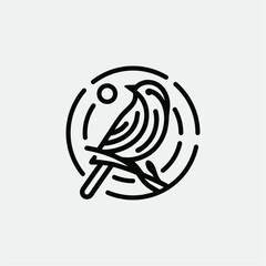 Wall Mural - bird line icon logo vector design, modern logo pictogram design of sparrow or finch bird