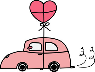  Cute cartoon car illustration on transparent background.
