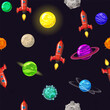 © hadeev - Seamless pattern space planets, rockets and stars