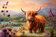 Highland cow in the field