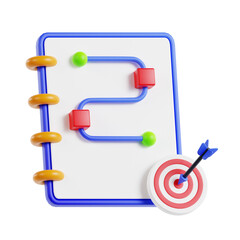 Aufkleber - 3D Business Planning Model Establishing Goals and Objectives. 3d illustration, 3d element, 3d rendering. 3d visualization isolated on a transparent background
