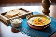 masoor dal framed by indian breads and rice