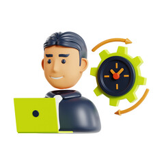Poster - 3D Flexible Work Time Model Time Management Redefined. 3d illustration, 3d element, 3d rendering. 3d visualization isolated on a transparent background