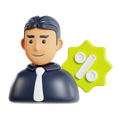 Poster - 3D Staff Discount Model Culture of Appreciation and Benefits. 3d illustration, 3d element, 3d rendering. 3d visualization isolated on a transparent background